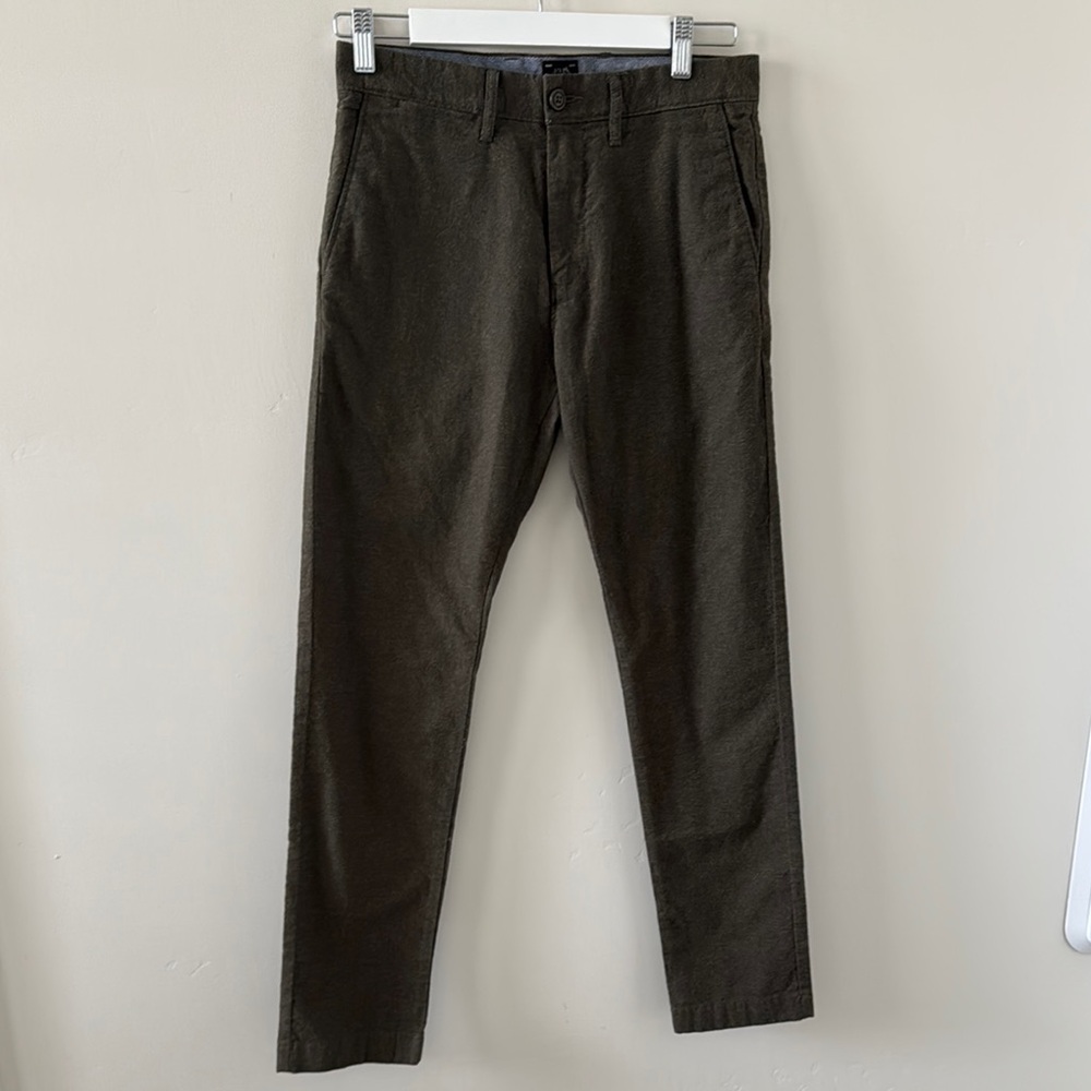 Men's J Crew Re-Imagined Chino Pants | Catskill Green Flannel | Size 28x30 Slim